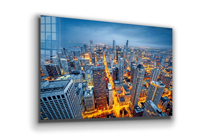 City Night Skyline Print Tempered Glass Wall Art 100% Made in Australia Ready to Hang