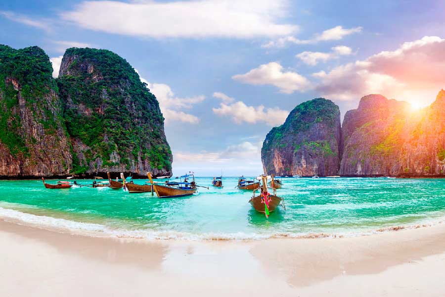 Bella Home Boat & Blue Sea in Krabi Thailand Print Canvas Ready to hang