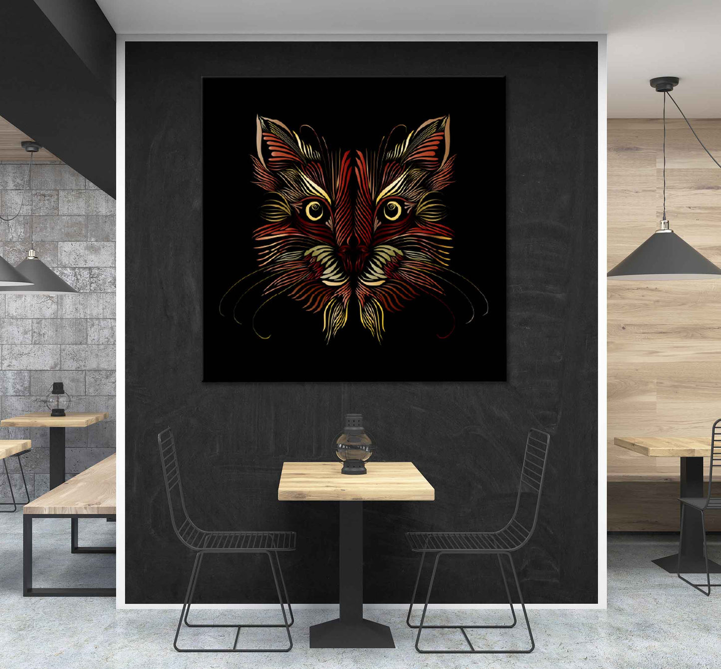 Square Canvas Abstract Muzzle Cat Vector Design High Quality Print 100% Australian Made