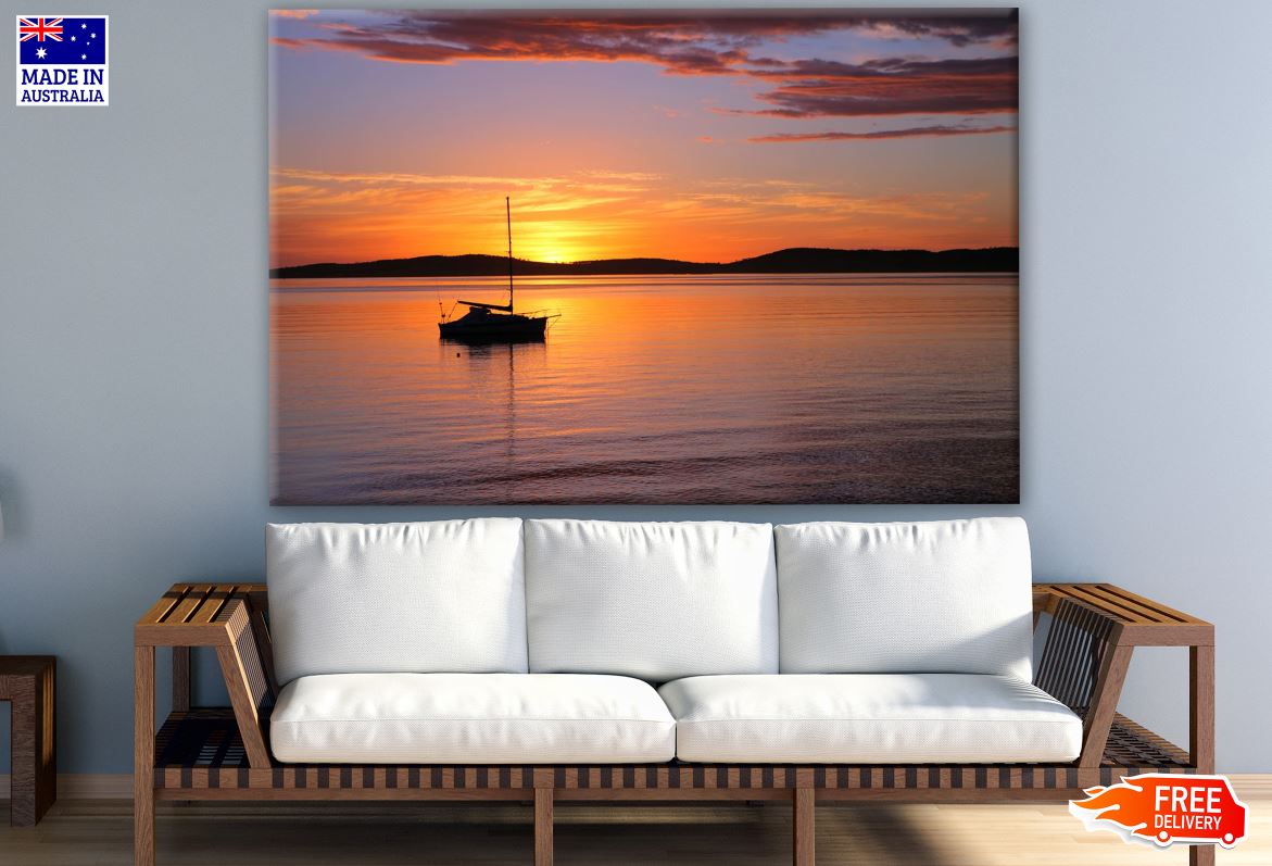 Boat on Beach at Sunset Photograph Print 100% Australian Made