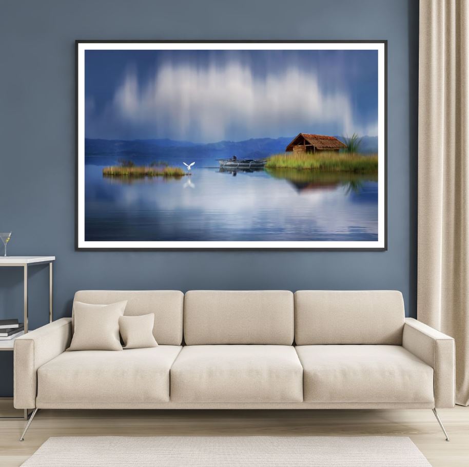 House on Lake Scenery Photograph Home Decor Premium Quality Poster Print Choose Your Sizes