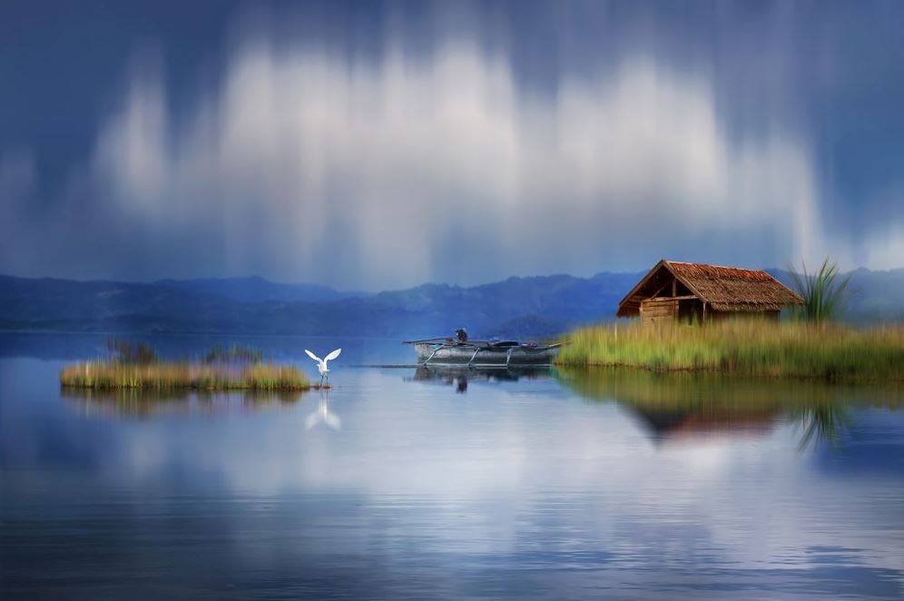 House on Lake Scenery Photograph Home Decor Premium Quality Poster Print Choose Your Sizes