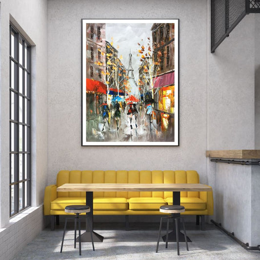 Colorful Eiffel Street Oil Painting Home Decor Premium Quality Poster Print Choose Your Sizes
