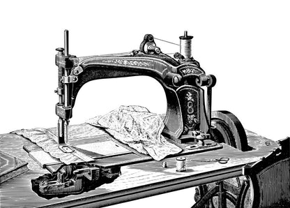 Sewing Machine B&W Drawing Print 100% Australian Made