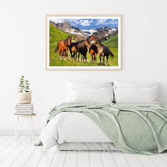 Horses on Meadow Photograph Home Decor Premium Quality Poster Print Choose Your Sizes