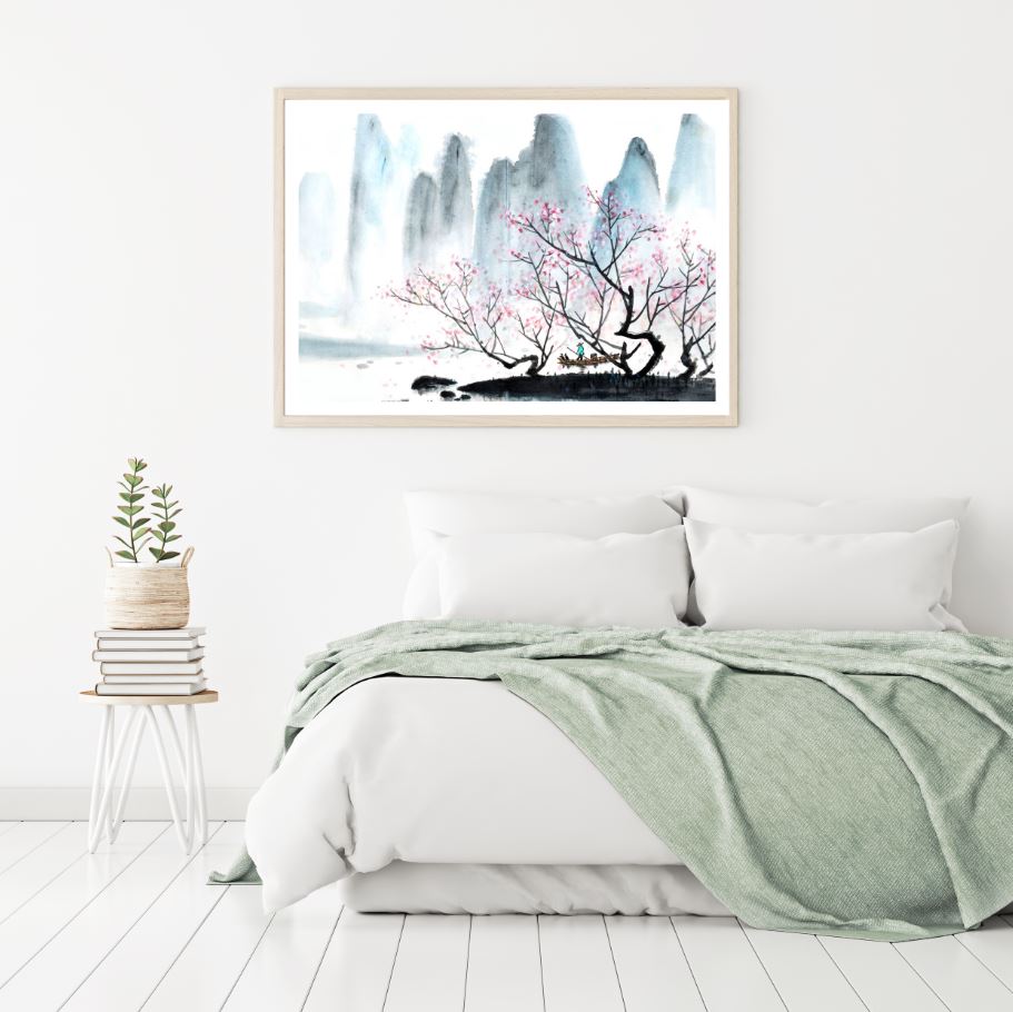 Tree & Mountain Watercolor Painting Home Decor Premium Quality Poster Print Choose Your Sizes