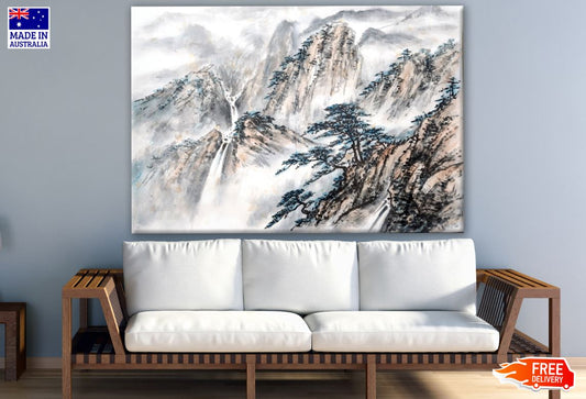 Watercolour Mountain View Painting Print 100% Australian Made