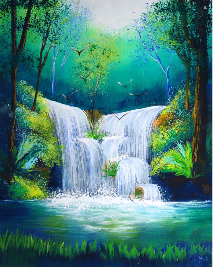 Waterfall Scenery Oil Painting Home Decor Premium Quality Poster Print Choose Your Sizes