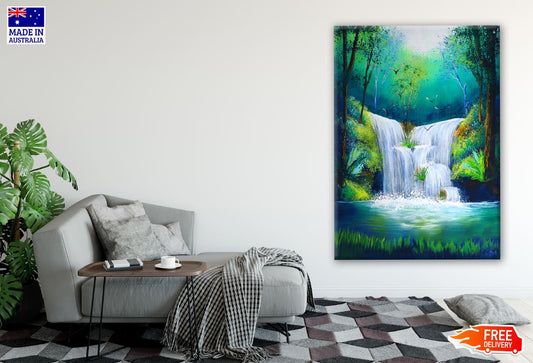 Stunning Waterfall Watercolour Painting Print 100% Australian Made