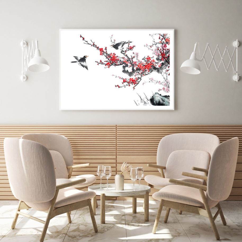 Birds & Flower Tree Watercolor Painting Home Decor Premium Quality Poster Print Choose Your Sizes