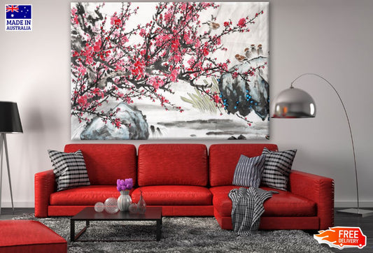Red Flower Tree Painting Print 100% Australian Made