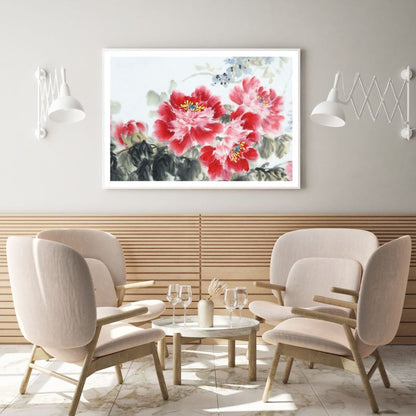 Red Flowers Watercolor Painting Home Decor Premium Quality Poster Print Choose Your Sizes