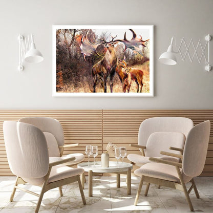 Deers Herd Oil Painting Home Decor Premium Quality Poster Print Choose Your Sizes