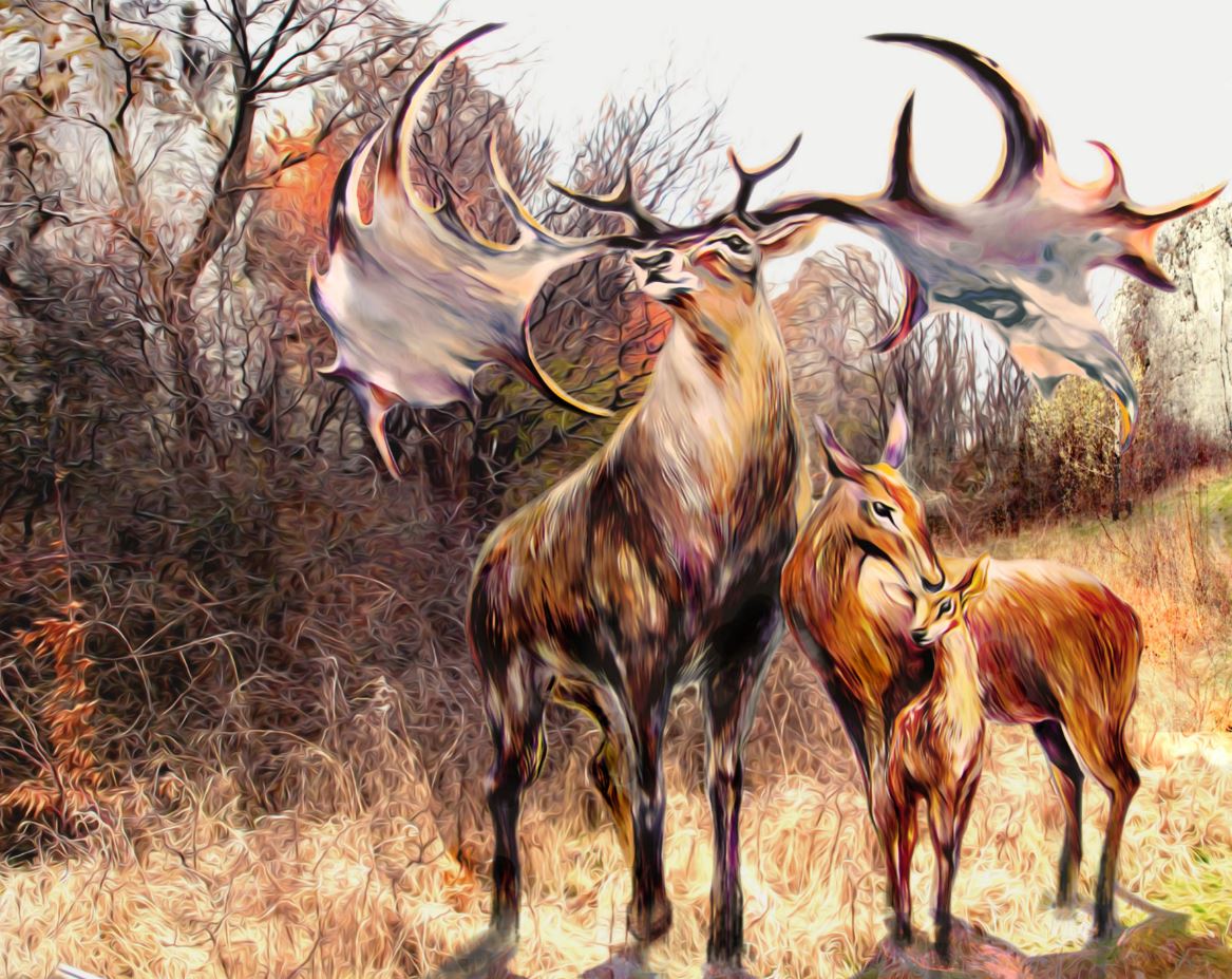 Deers Herd Oil Painting Home Decor Premium Quality Poster Print Choose Your Sizes