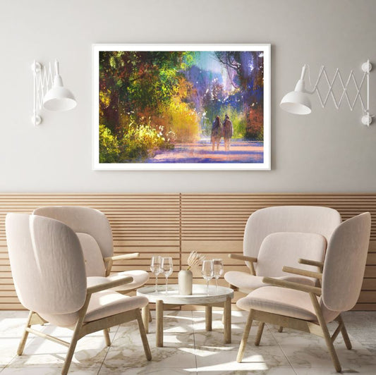 Couple Walking on Road Painting Home Decor Premium Quality Poster Print Choose Your Sizes