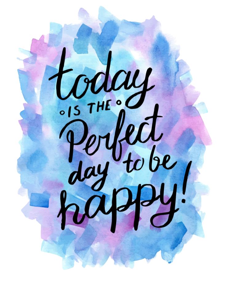 Happy Quote Watercolor Painting Home Decor Premium Quality Poster Print Choose Your Sizes