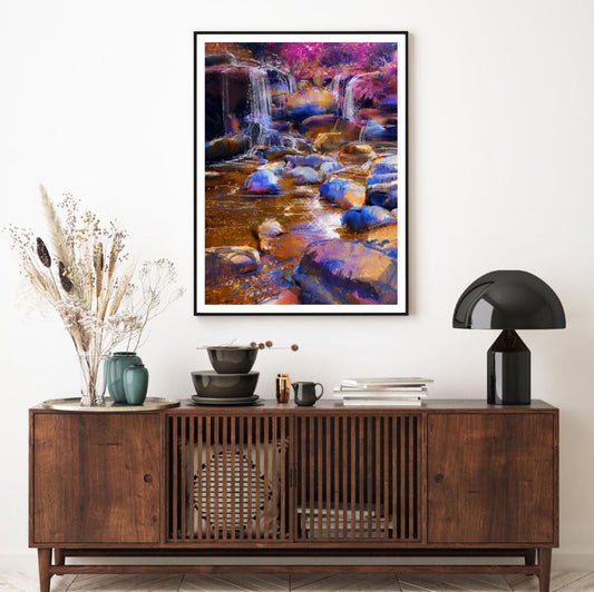 Colorful Waterfall Oil Painting Home Decor Premium Quality Poster Print Choose Your Sizes