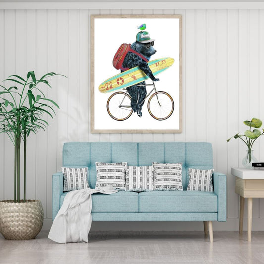 Bear Riding a Bicycle Watercolor Painting Home Decor Premium Quality Poster Print Choose Your Sizes