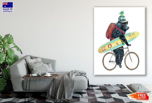 Bear Riding Cycle Painting Print 100% Australian Made