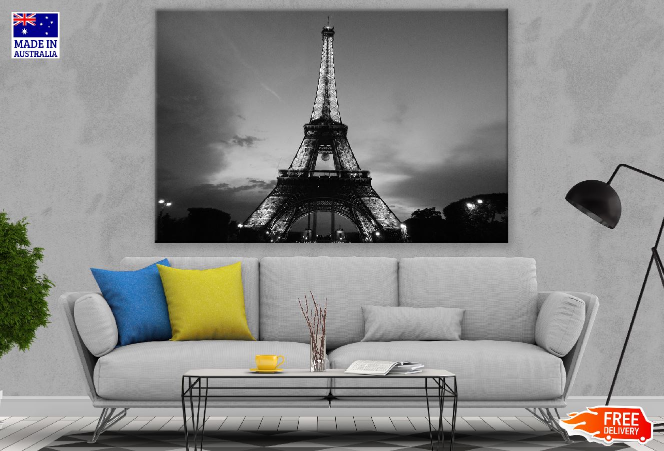 Eiffel Tower Bottom View B&W Photograph Print 100% Australian Made