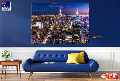 Manhattan Skyline Night View Photograph USA Print 100% Australian Made