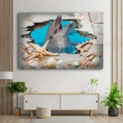 Dolphin & Starfish Photograph Acrylic Glass Print Tempered Glass Wall Art 100% Made in Australia Ready to Hang