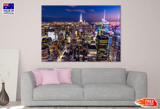 Manhattan Skyline Night View Photograph USA Print 100% Australian Made