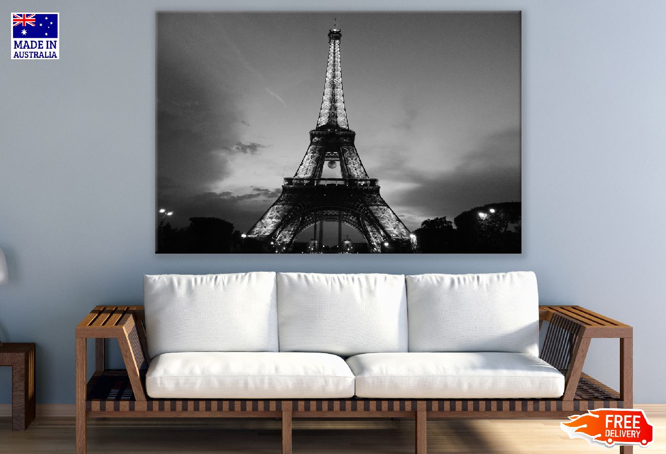 Eiffel Tower Bottom View B&W Photograph Print 100% Australian Made