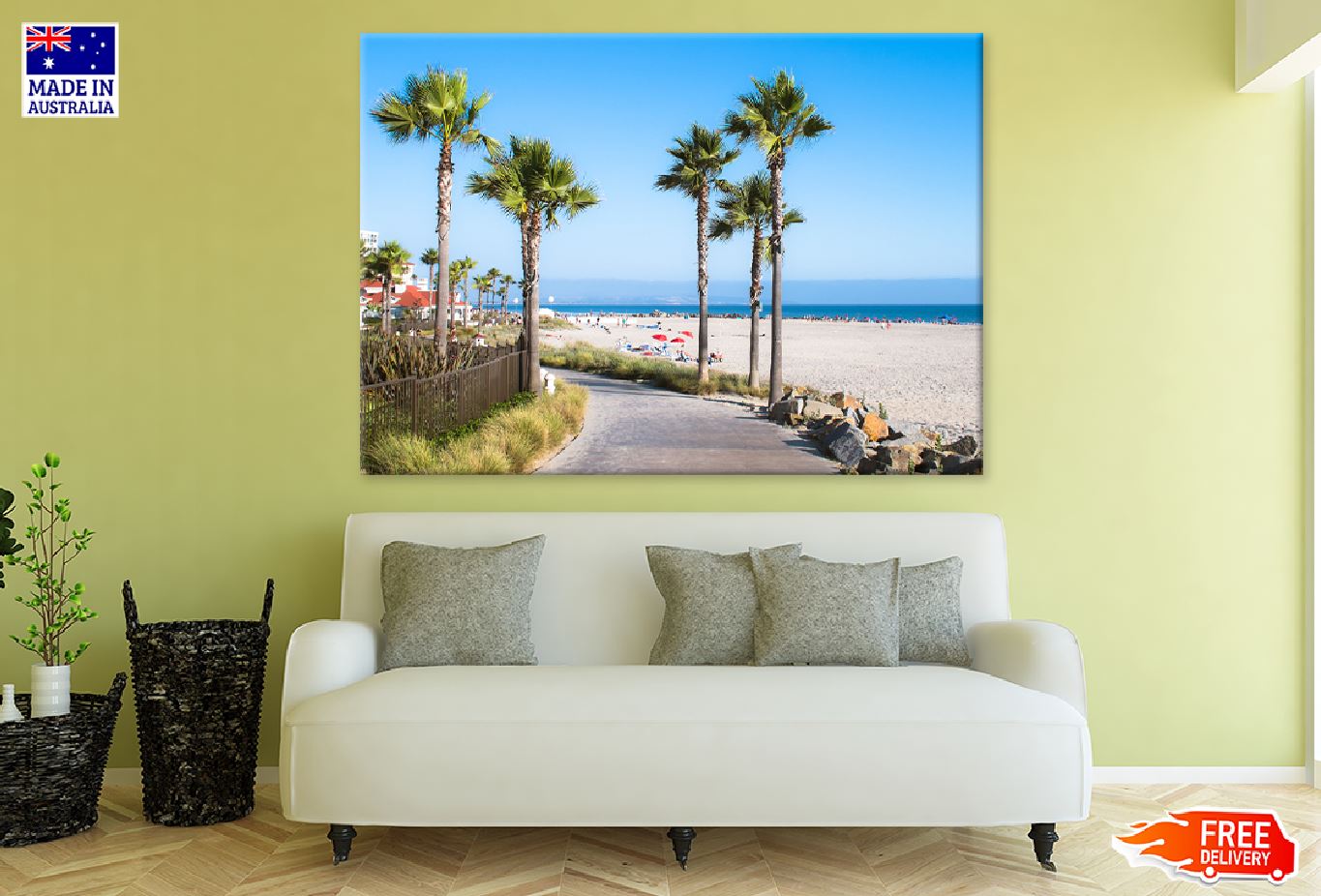 Beach & Palm Trees View Photograph Print 100% Australian Made