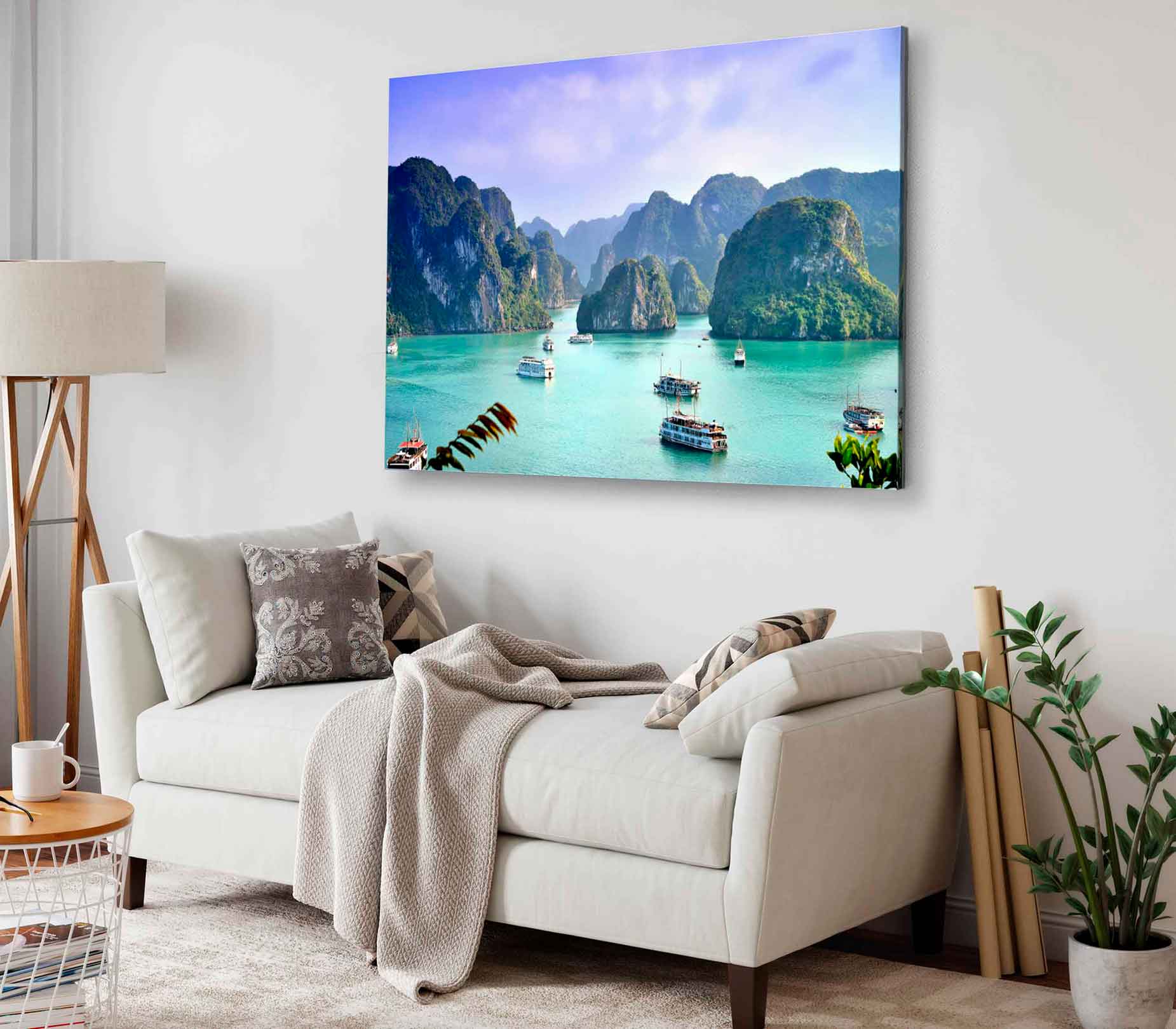 Bella Home Ships on Karst Island Aerial View Print Canvas Ready to hang