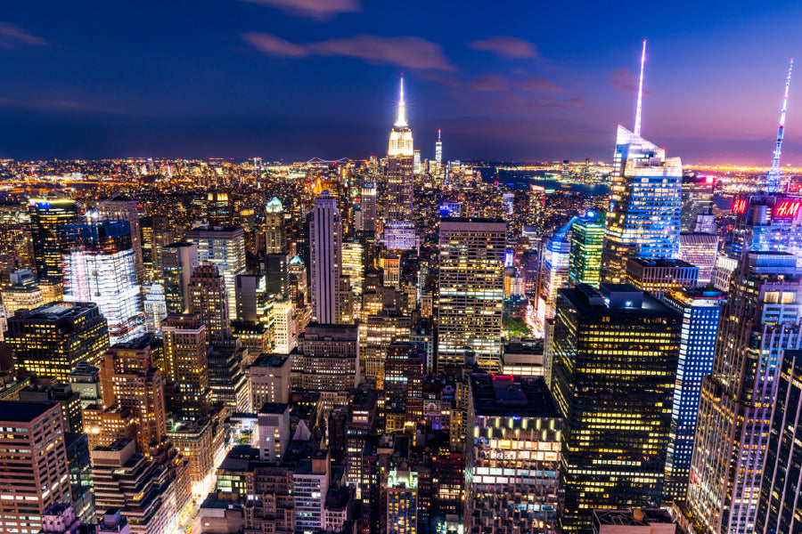 Manhattan Skyline Night View Photograph USA Print 100% Australian Made