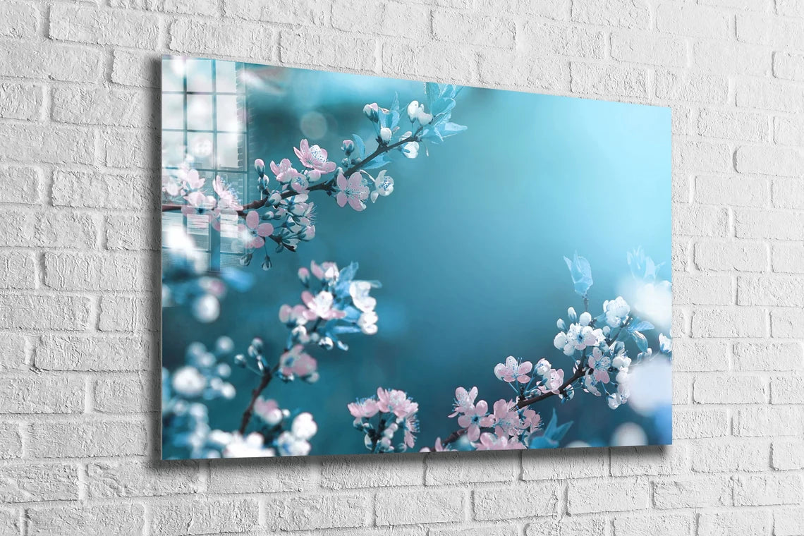 Blossom Flowers Branch Print Tempered Glass Wall Art 100% Made in Australia Ready to Hang