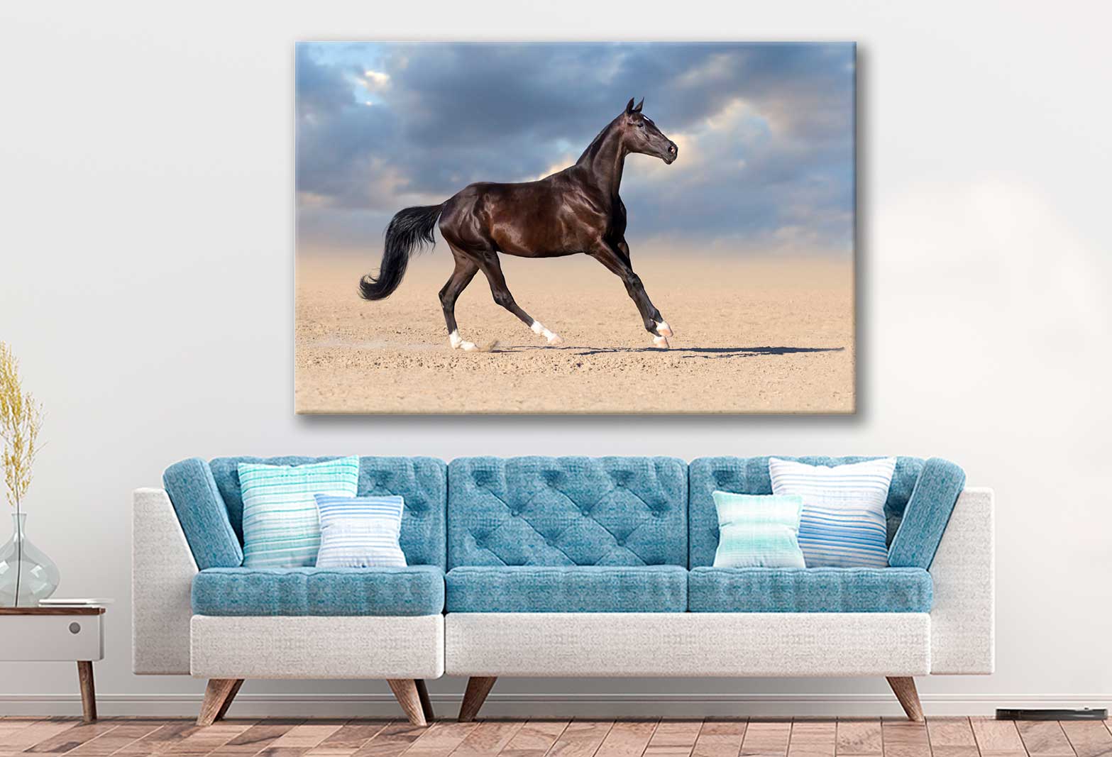 Bella Home Horse Running With Cloud Sky Print Canvas Ready to hang