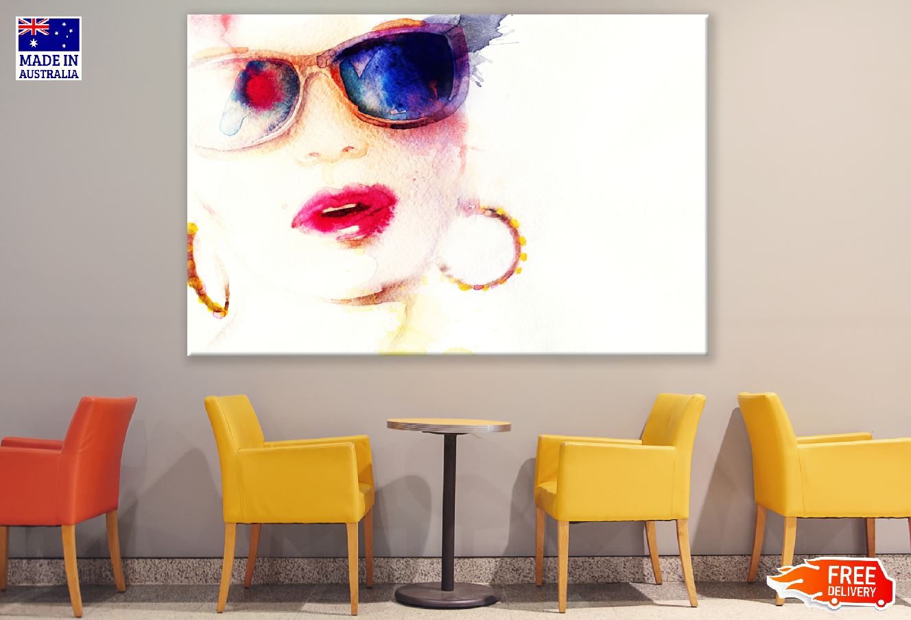 Fashion Woman In Sunglasses Abstract Watercolor Painting Print 100% Australian Made