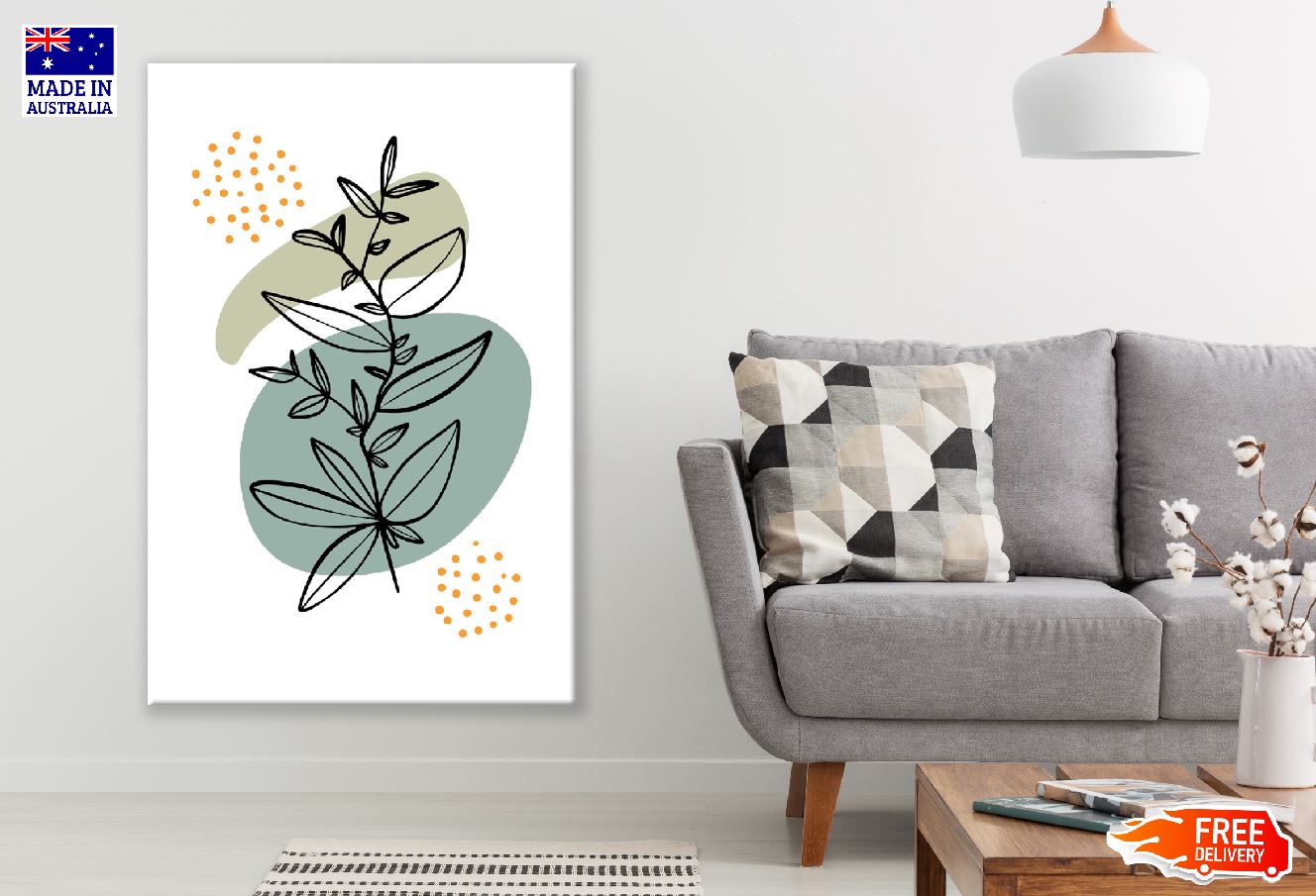 Leaves & Branches Line Art Design Print 100% Australian Made