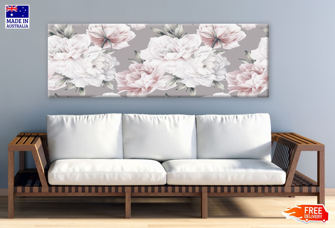 Panoramic Canvas Floral Design High Quality 100% Australian made wall Canvas Print ready to hang