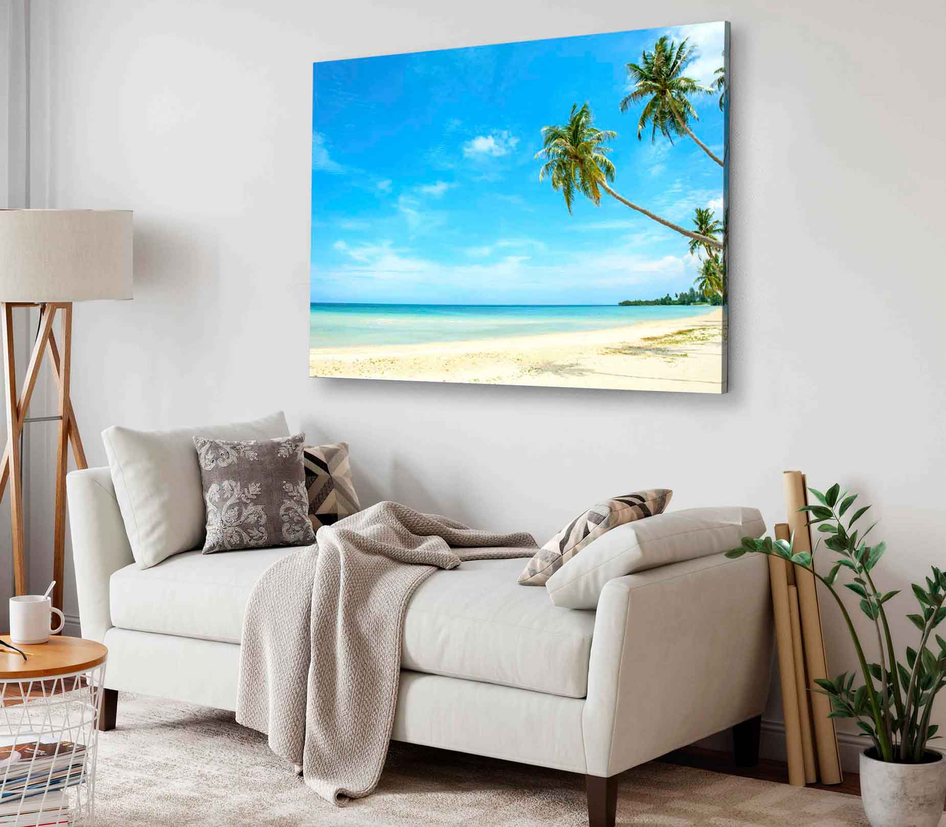 Bella Home Palms & Beach With The Sky Print Canvas Ready to hang