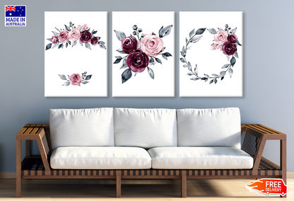 3 Set of Floral Design High Quality print 100% Australian made wall Canvas ready to hang