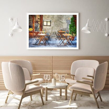 City Cafe Front View Photograph Home Decor Premium Quality Poster Print Choose Your Sizes