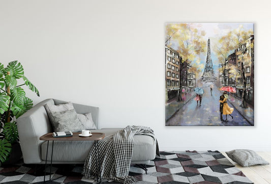 Eiffel Tower Rainy Street Painting Print 100% Australian Made