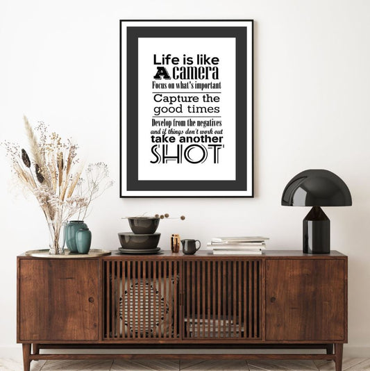 Life Quote B&W Vector Art Design Home Decor Premium Quality Poster Print Choose Your Sizes