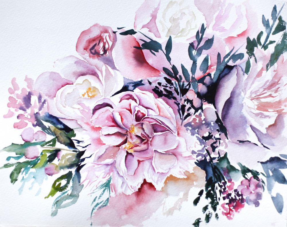 Colorful Flowers Watercolor Painting Home Decor Premium Quality Poster Print Choose Your Sizes