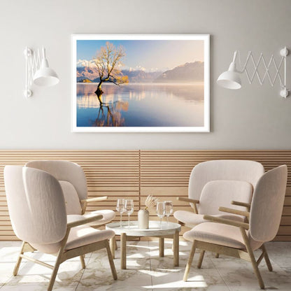 Tree in Lake Scenery Photograph Home Decor Premium Quality Poster Print Choose Your Sizes