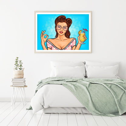 Girl with a Glass Pop Art Design Home Decor Premium Quality Poster Print Choose Your Sizes