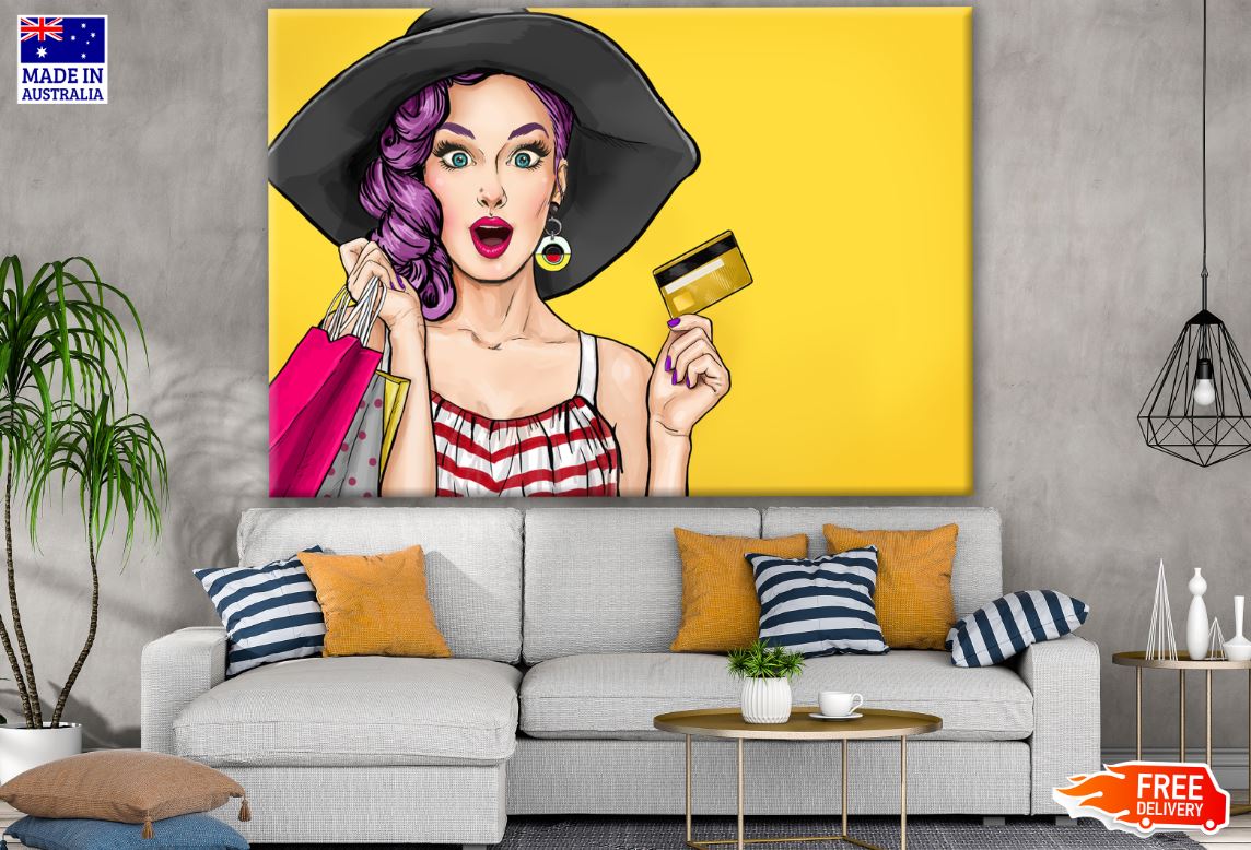 Fashion Lady with a Card Art Print 100% Australian Made