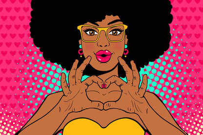 Black Girl with Afro Hair Pop Art Design Home Decor Premium Quality Poster Print Choose Your Sizes