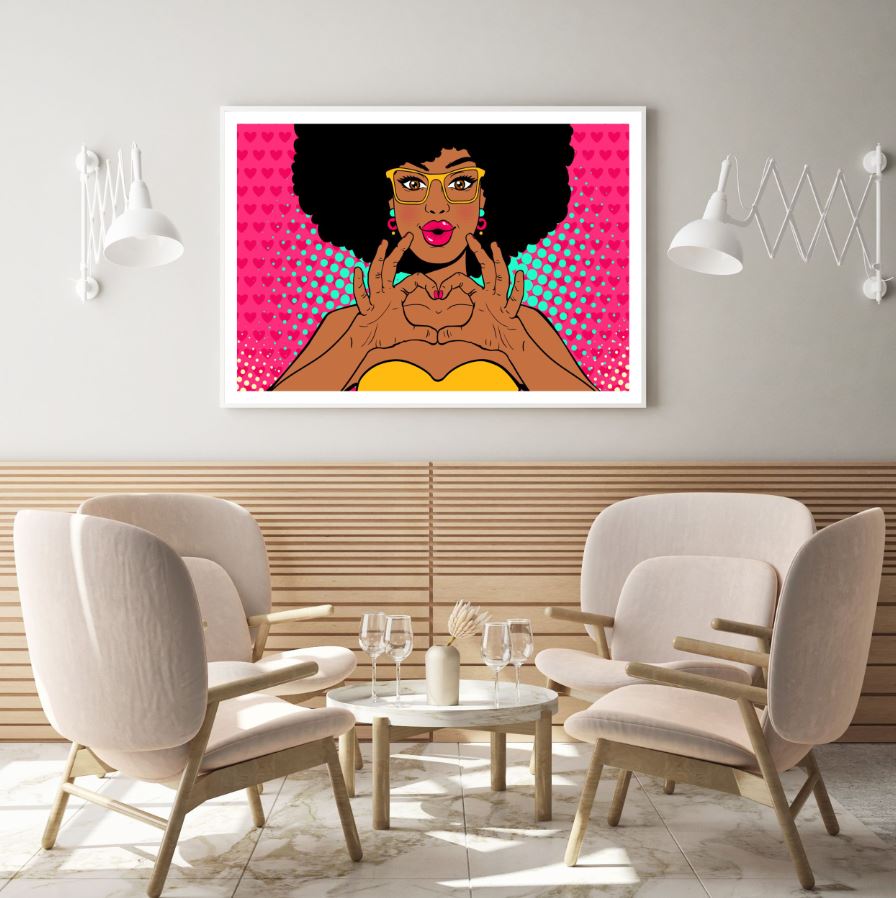 Black Girl with Afro Hair Pop Art Design Home Decor Premium Quality Poster Print Choose Your Sizes