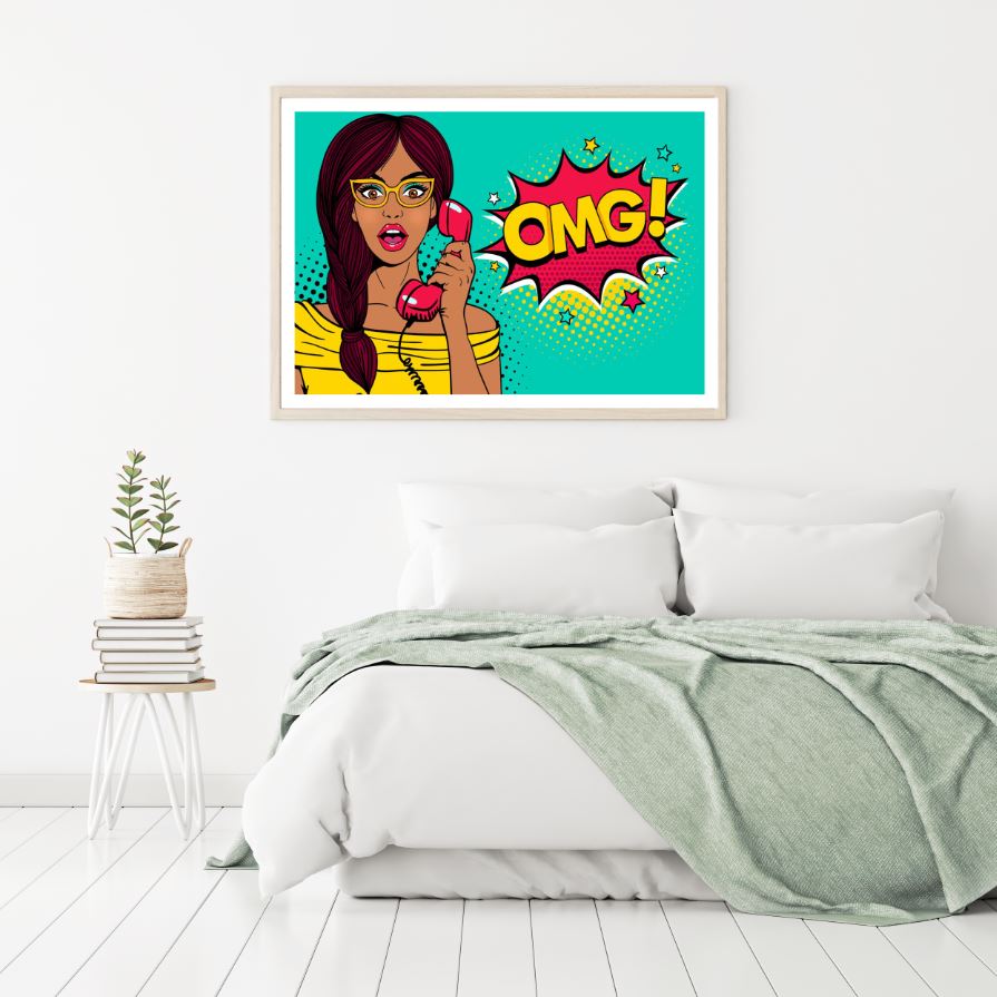 Girl with a Phone Pop Art Design Home Decor Premium Quality Poster Print Choose Your Sizes