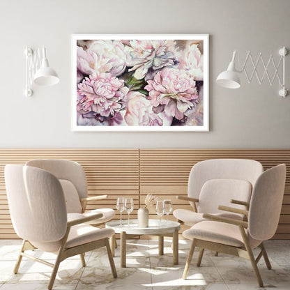 Pink Peonies Watercolor Painting Home Decor Premium Quality Poster Print Choose Your Sizes