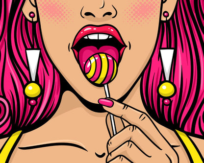 Lady Eating Lollipop Art Print 100% Australian Made